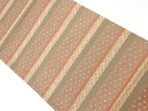 リサイクル　横段に花菱模様織出し全通袋帯